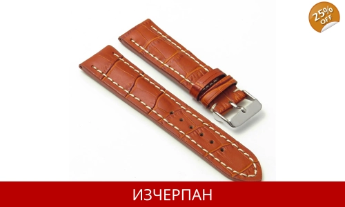 Светло Кафява Кожена Каишка - Крокодил