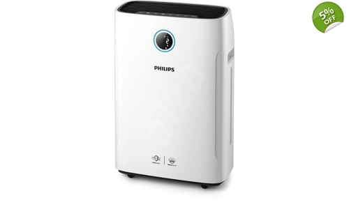 Philips Пречиствател и овлажнител за въздух "2-в-1" Премахва 99,9% от частици 3нм, Размер на стаята: