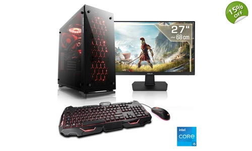 CSL HydroX V25126 Gaming PC Complete System (27", Intel® Core i5 12500, GeForce RTX 3060, 16 GB RAM,
