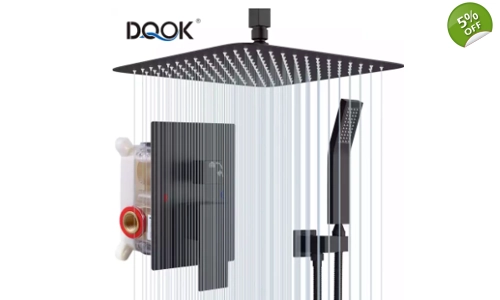 Квадратна дъждовна таванна душ кабина - Матово черен Скрит душ комплект за баня