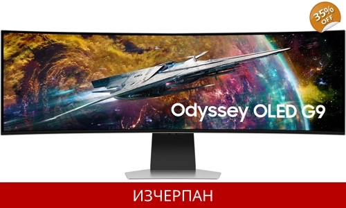 Извит геймърски монитор Samsung Odyssey OLED G9 G95SC, 49 инча, QD OLED панел, 5120 x 1440 пиксела,