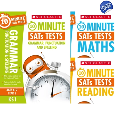 Year 2 SATs [3 Books] 10 Minute Tests. KS1 SATs English, GPS and Maths.
