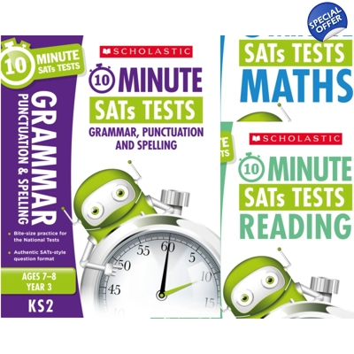 Year 3 SATs [3 Books] 10 Minute Tests. KS2 SATs English, GPS and Maths.