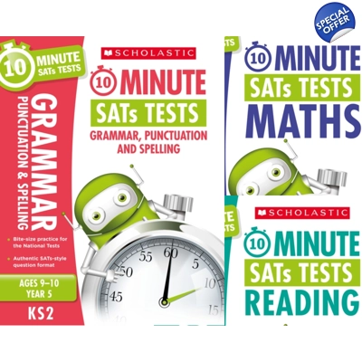 Year 5 SATs [3 Books] 10 Minute Tests. KS2 SATs English, GPS and Maths.