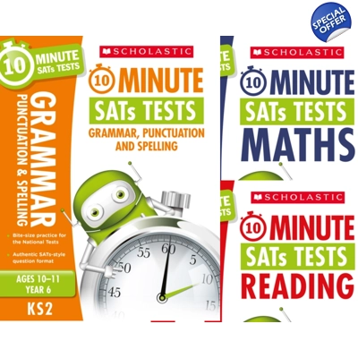 Year 6 SATs [3 Books] 10 Minute Tests. KS2 SATs English, GPS and Maths.
