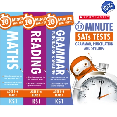 Year 1 SATs [3 Books] 10 Minute Tests. KS1 SATs English, GPS and Maths.