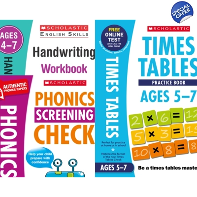 Year  Reception to Year 2 [3 Books] Handwriting, Phonics & Tables