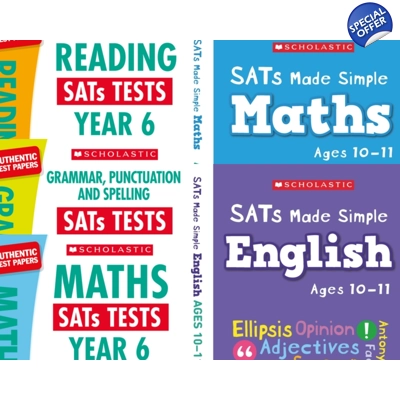 Year 6 Exam Pack [5 Books] KS2 SATs Revision Guides and Practice Tests for English and Maths with Free P&P
