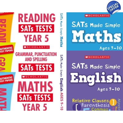 Year 5 Exam Pack [5 Books] KS2 SATs Revison Guides and Practice Tests for English and Maths with Free P&P