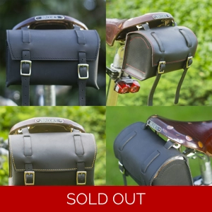 Leather Square Saddle Bag in BLACK