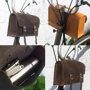 Leather Handlebar Bag for BROMPTON