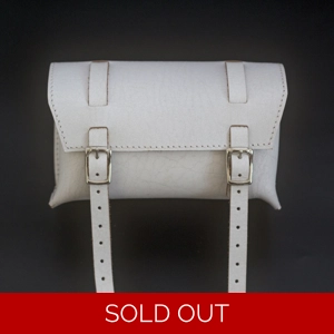 Leather Square Saddle Handlebar Bag in WHITE