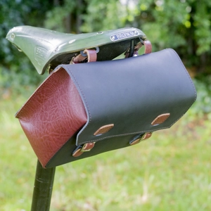 Super Large Leather Bike Bag Black Brown