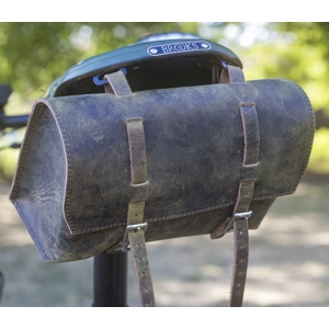 Large leather bike saddle bag RAW ARMY GREEN