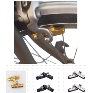 4 x Graphite Brake Pads and Aluminium Holders for BROMPTON