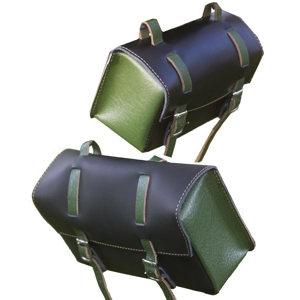 2 in 1 Bicycle Leather Bag Set in BLACK GREEN