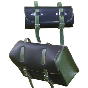 2 in 1 Bike Leather Bag Set in BLACK GREEN