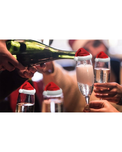 10 Santa Hat Christmas Glass Decorations