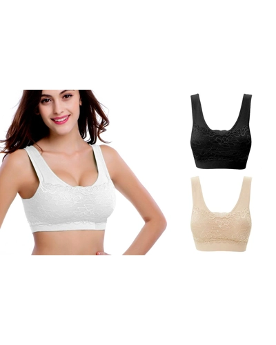 Lace Front Padded Comfort Bra: Three-Pack Lace Front Padded Comfort Bra: Three-Pack