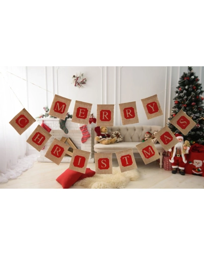 Merry Christmas Jute Burlap Banners Merry Christmas Jute Burlap Banners