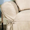 Dual Reclining LOVESEAT Slipcover Heavy Suede Ivory Sure Fit Cover