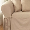 Reclining SOFA Slipcover Cotton Taupe Sure Fit Dual Recliner Couch