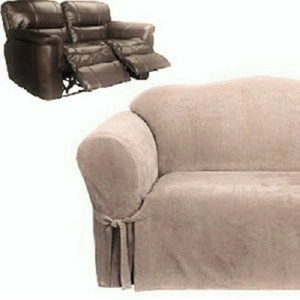Dual Reclining LOVESEAT Slipcover Suede Taupe Sure Fit 2-Seater Cover