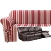 Dual Reclining SOFA Slipcover City Stripe Burgundy Red Sure Fit Couch