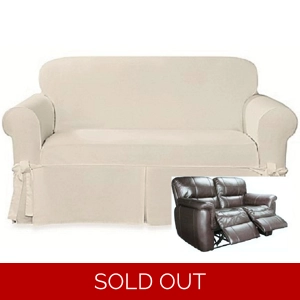 Dual Reclining LOVESEAT Slipcover Farmhouse Twill Cream Su..