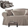 Dual Reclining LOVESEAT Slipcover Contrast Taupe Linen Sure Fit Cover
