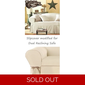 Dual Reclining SOFA Slipcover Cream Contrast Taupe SureFit..