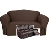 Dual Reclining SOFA Slipcover Cotton Chocolate Sure Fit Recliner Couch