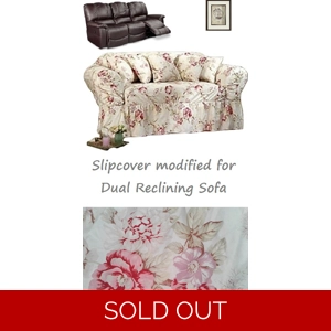 Dual Reclining SOFA Slipcover Shabby Floral Antique Rose S..
