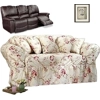Dual Reclining SOFA Slipcover Shabby Floral Antique Rose SureFit Couch