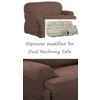 Dual Reclining SOFA Slipcover T Cushion Suede Chocolate Sure Fit Couch