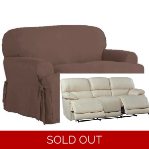 Dual Reclining SOFA Slipcover T Cushion Suede Chocolate Su..