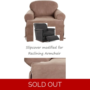 Reclining CHAIR Slipcover T Cushion Suede Taupe Sure Fit A..