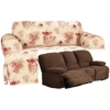 Dual Reclining SOFA Slipcover T Cushion Waverly Vintage Rose Floral
