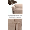 Dual Reclining SOFA Slipcover Suede Taupe SureFit Recliner Couch Cover