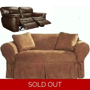 Dual Reclining LOVESEAT Slipcover Heavy Suede Saddle Brown..
