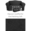 Dual Reclining SOFA Slipcover Black Cotton Sure Fit Recliner Couch