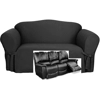 Dual Reclining SOFA Slipcover Black Cotton Sure Fit Recliner Couch