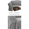 Dual Reclining SOFA Slipcover Suede Grey SureFit Recliner Couch Gray
