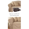 Reclining SOFA Slipcover Cotton Taupe Sure Fit Dual Recliner Couch