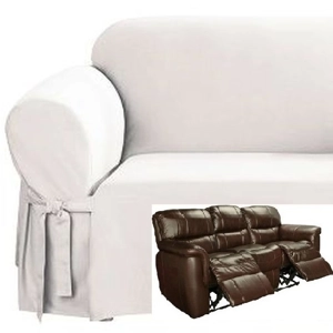 Dual Reclining SOFA Slipcover White Cotton Sure Fit Reclin..
