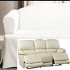 Dual Reclining SOFA Slipcover T Cushion White Cotton Sure Fit Couch