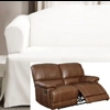 Dual Reclining LOVESEAT Slipcover T Cushion White Cotton Sure Fit