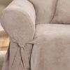 Reclining CHAIR Slipcover Suede Taupe Sure Fit Armchair Cover