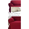 Dual Reclining SOFA Slipcover T Cushion Cotton Burgundy Sure Fit Couch
