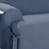 Dual Reclining SOFA Slipcover T Cushion Cotton Blue Sure Fit Couch